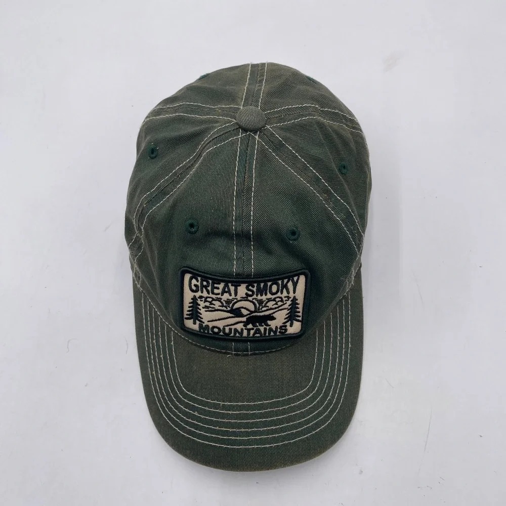 Great Smoky Mountains Baseball Hat Cap Mens OSFM Green Cotton Souvenir SEO